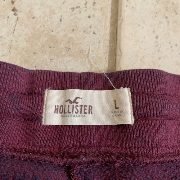 Hollister Men's Burgundy Fleece Logo Joggers Sweatpants L Drawstring - Picture 3 of 5